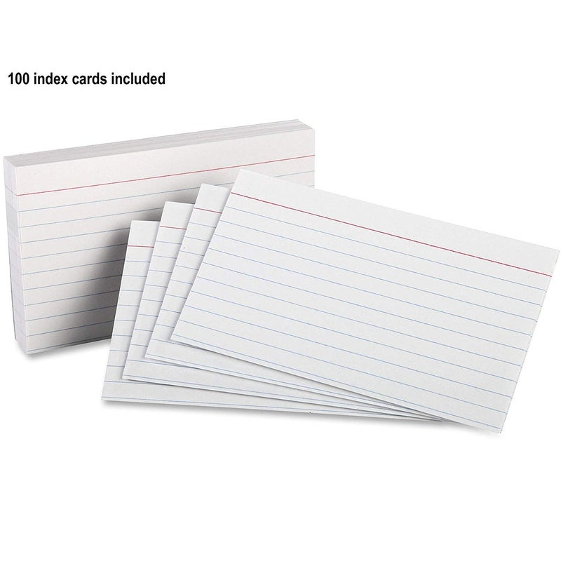 Manaloom Index Card Case, 4x6 Inch Index Card Holder, Fits Up to 100 Cards Per Case Assorted Colors - With Heavy Weight Ruled Index Cards, 4" x 6â€, 100/Pack - Store Recipe Cards, School Flash Cards (4x6 Inch) - Image 2